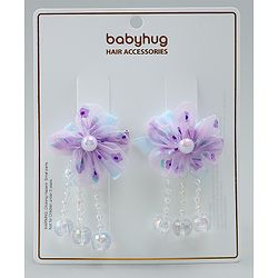 Babyhug Hair Clips with Floral Applique Pack of 2 Free Size - Purple