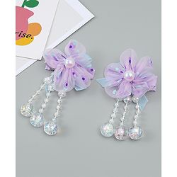 Babyhug Hair Clips with Floral Applique Pack of 2 Free Size - Purple