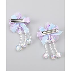 Babyhug Hair Clips with Floral Applique Pack of 2 Free Size - Purple