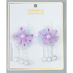 Babyhug Hair Clips with Floral Applique Pack of 2 Free Size - Purple