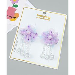 Babyhug Hair Clips with Floral Applique Pack of 2 Free Size - Purple
