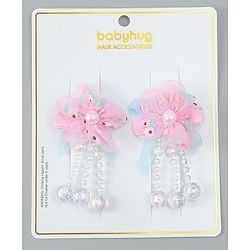 Babyhug Hair Clips with Floral Applique Pack of 2 Free Size - Purple