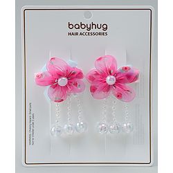 Babyhug Hair Clips with Floral Applique Pack of 2 Free Size - Purple