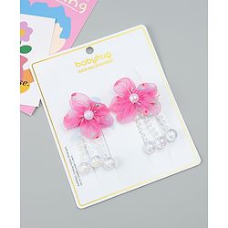 Babyhug Hair Clips with Floral Applique Pack of 2 Free Size - Purple