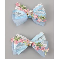 Babyhug Bow & Butterfly Clips With Pearls & Floral Applique Pack of 2 - Pink