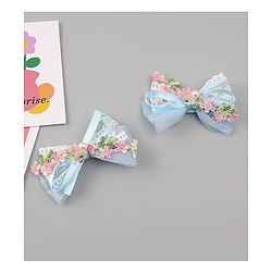 Babyhug Bow & Butterfly Clips With Pearls & Floral Applique Pack of 2 - Pink