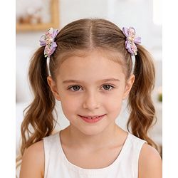 Babyhug Bow & Butterfly Clips With Pearls & Floral Applique Pack of 2 - Pink