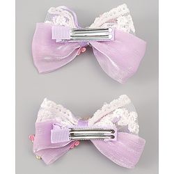 Babyhug Bow & Butterfly Clips With Pearls & Floral Applique Pack of 2 - Pink