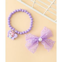 Babyhug Jewellery Set With Butterfly Applique - Purple