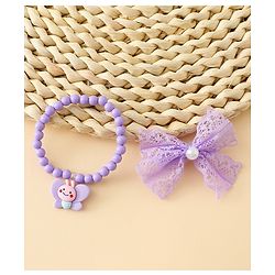 Babyhug Jewellery Set With Butterfly Applique - Purple