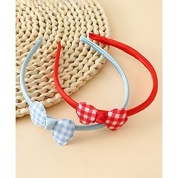 Babyhug Hair Bands with Bow Applique Pack of 2 Free Size - Red & Blue