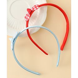 Babyhug Hair Bands with Bow Applique Pack of 2 Free Size - Red & Blue
