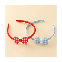 Babyhug Hair Bands with Bow Applique Pack of 2 Free Size - Red & Blue