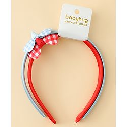 Babyhug Hair Bands with Bow Applique Pack of 2 Free Size - Red & Blue
