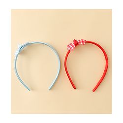 Babyhug Hair Bands with Bow Applique Pack of 2 Free Size - Red & Blue