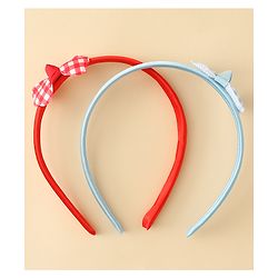 Babyhug Hair Bands with Bow Applique Pack of 2 Free Size - Red & Blue