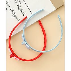 Babyhug Hair Bands with Bow Applique Pack of 2 Free Size - Red & Blue