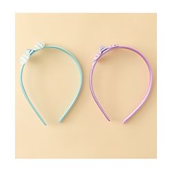 Babyhug Hair Bands with Bow Applique Pack of 2 Free Size - Red & Blue
