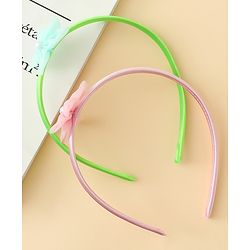 Babyhug Hair Bands with Floral Applique Pack of 2 - Green & Light Pink