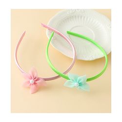 Babyhug Hair Bands with Floral Applique Pack of 2 - Green & Light Pink