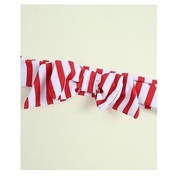 Babyhug Sleeveless Striped V Cut Swimsuit With Headband - Red