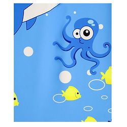 Babyhug Half Sleeves Sea Life Theme Printed Legged Swimsuit With Cap - Blue