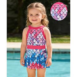 Babyhug Sleeveless Frock Swimsuit - Multicolour