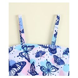 Babyhug Sleeveless Two Piece Swimsuit With Butterfly Print - Multicolor