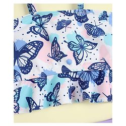 Babyhug Sleeveless Two Piece Swimsuit With Butterfly Print - Multicolor