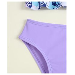 Babyhug Sleeveless Two Piece Swimsuit With Butterfly Print - Multicolor