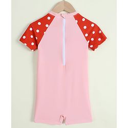 Babyhug Half Raglan Sleeves Legged Swimsuit With Animal Print - Multicolor