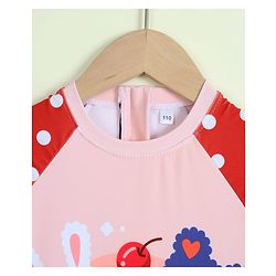 Babyhug Half Raglan Sleeves Legged Swimsuit With Animal Print - Multicolor