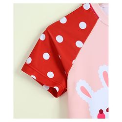 Babyhug Half Raglan Sleeves Legged Swimsuit With Animal Print - Multicolor