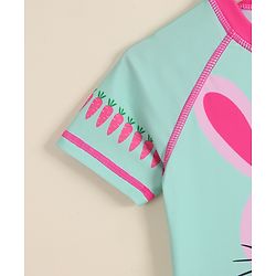 Babyhug Half Raglan Sleeves Bunny & Polka Dots Printed Legged Swimsuit - Multicolour