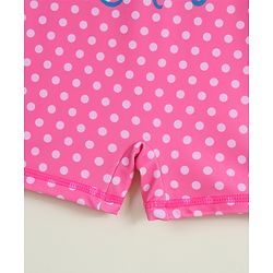 Babyhug Half Raglan Sleeves Bunny & Polka Dots Printed Legged Swimsuit - Multicolour