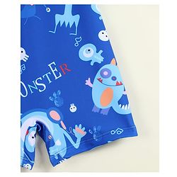 Babyhug Half Raglan Sleeves Printed Legged Swimsuit - Blue
