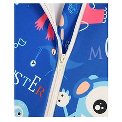 Babyhug Half Raglan Sleeves Printed Legged Swimsuit - Blue