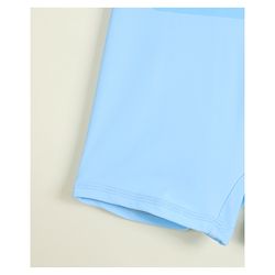Babyhug Half Raglan Sleeves Printed Legged Swimsuit with Cap - Light Blue