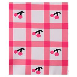 Babyhug Sleeveless V Cut Swimsuit With Checks & Cherry Print - Pink