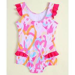 Babyhug Sleeveless Printed V Cut Swimsuit - Multicolor