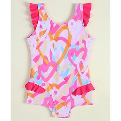 Babyhug Sleeveless Printed V Cut Swimsuit - Multicolor
