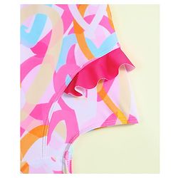 Babyhug Sleeveless Printed V Cut Swimsuit - Multicolor