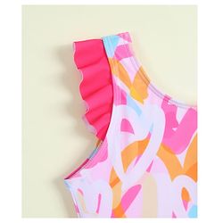 Babyhug Sleeveless Printed V Cut Swimsuit - Multicolor