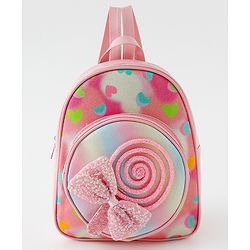 Babyhug Fashion Backpack with Bow Applique & Hear Design - Multicolor