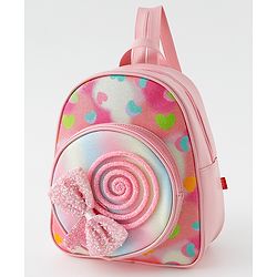 Babyhug Fashion Backpack with Bow Applique & Hear Design - Multicolor