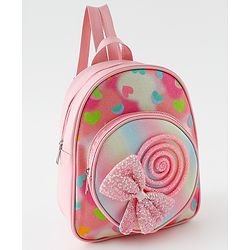 Babyhug Fashion Backpack with Bow Applique & Hear Design - Multicolor