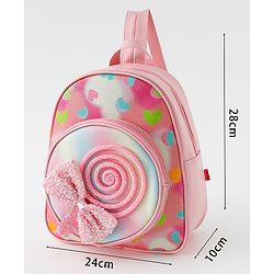 Babyhug Fashion Backpack with Bow Applique & Hear Design - Multicolor