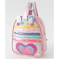 Babyhug Fashion Backpack With Unicorn Applique - Multicolour