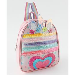 Babyhug Fashion Backpack With Unicorn Applique - Multicolour