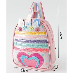 Babyhug Fashion Backpack With Unicorn Applique - Multicolour